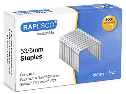 Rapesco 0749 Typ 53/6 mm Verzinkte Heftklammern, 5000 Stück