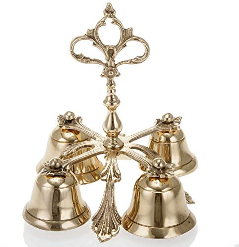 Holyart Campanello liturgico a Quattro Suoni Decorato Dorato