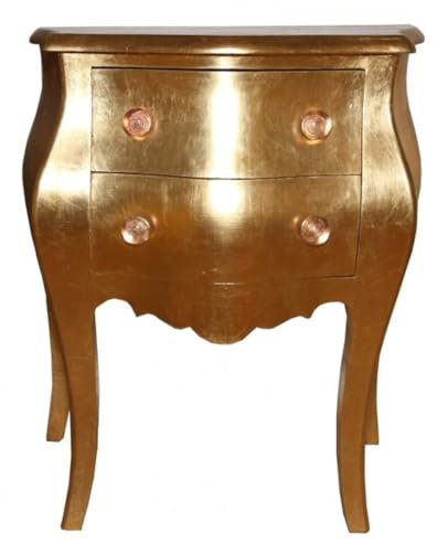 Casa Padrino Barock Kommode mit 2 Schubladen Gold Antik-Look H 76 cm, B 62 cm - Nachttisch Konsole
