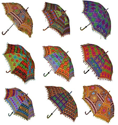 Rajasthali Parasol décoratif Sun Parasol indien - Cadeau pour femme - Ouverture main - Parapluie d'été