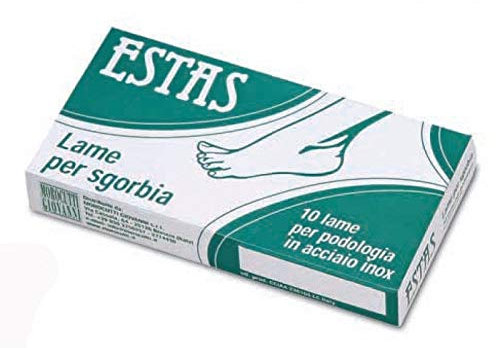 10 LAME BISTURI ESTAS PER SGORBIA MANICO A VITE ACCIAIO INOX PEDICURE ESTETICA (N° 15)