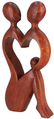 GURU SHOP Holzfigur, Statue, Deko Objekt Feng Shui 30 cm - Liebe/Dunkelbraun, Dekoobjekte