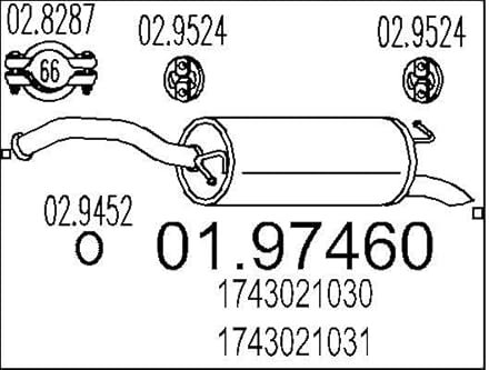 MTS 01.97460 Endschalldämpfer Endtopf 820mm 6,3kg