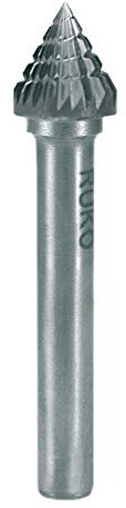 RUKO R116224 Hartmetall-Fräser mit Kreuzverzahnung, J-Kegel 60 Grad (KSJ), glänzend, Durchmesser 10,0 mm, Länge 65 mm, R116224
