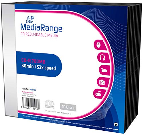 MediaRange CD-R 700MB 80 Min 10er-Pack, 52x | 10er-Pack | 700MB | 52x Schreibtempo | Slimcases | für Archiv & Backup