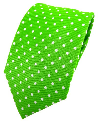 TigerTie Designer Seidenkrawatte in grün leuchtgrün neongrün silber gepunktet