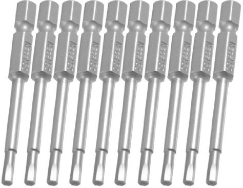 Sourcingmap 10 Pcs 1/4 x 65mm x 3.5mm x 3mm Magnetic Hex Hexagon Screwdriver Bits Gray