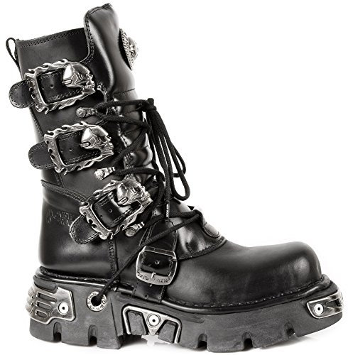 New Rock Shoes - Classic Reactor Boots with Skull Buckles UK 5