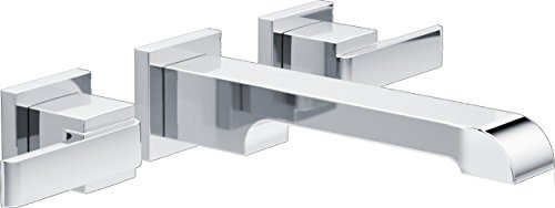 Delta Ara Wall Mount Bathroom Faucet 2 Hole, Chrome Bathroom Sink Faucet for Vanity, Chrome T3567LF-WL