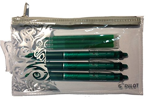 Frixion Pilot Tintenroller Ball Clicker (3er Sparpack + 3 Minen + Etui, Grün)