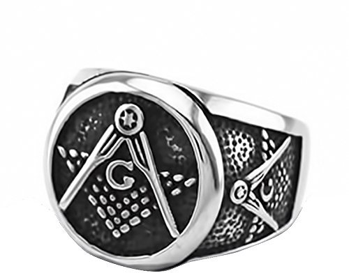 Autiga Freimaurer Ring Herren Edelstahl Tempelritter Ring Masonic Siegelring Silber 57 - Ø 18,14 mm