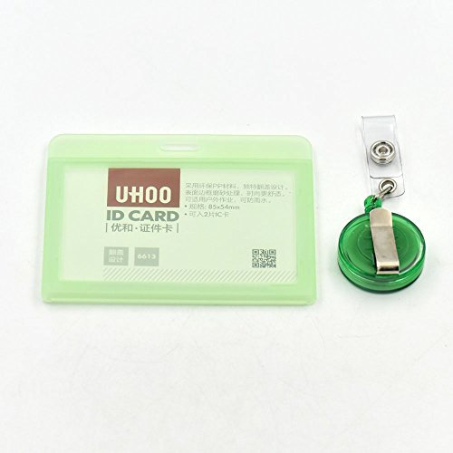 fujiyuan Spule 5 PCS Horizontal Hard Kreditkarten Badge ID Halter einziehbar Yoyo, Clean Green