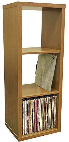 WATSONS CUBE - 3 Cubby Square Display Shelves/Vinyl LP Record Storage - Oak