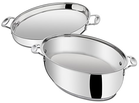 Tefal E79195 Jamie Oliver Induction Bräter mit Induktionsdeckel, oval, 8,4 L, induktionsgeeignet, Edelstahl