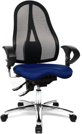 Topstar ST19UG26 Sitness 15, ergonomischer Bürostuhl, Schreibtischstuhl, inkl. höhenverstellbare Armlehnen, Bezugsstoff blau, 114 x 58 x 44