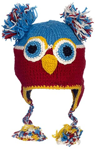 Hand Knitted Woolly Hat | Fun Wool Knit Fleece Lined Animal Hat for Men and Women | One Size Fits All | Wooly Winter Cap with Ear Warmers and Tassels