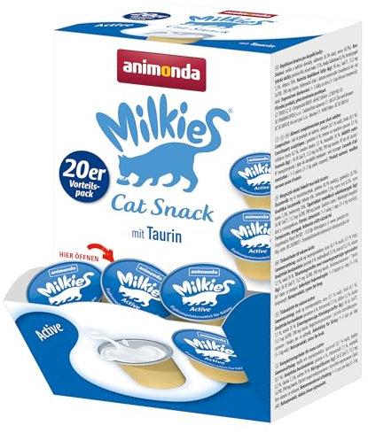 animonda Milkies Katzensnack mit Milch - Active (4 x 20 Cups á 15 g), portinierte Milch Katzensnacks für Erwachsene Katzen