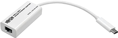Tripp Lite U436-06N-GBW USB-C (Type-C) USB 3.1 Gen 1 To Gigabit Ethernet Nic Network Adapter, 10/100/1000 Mbps, Thunderbolt 3 Compatible, White