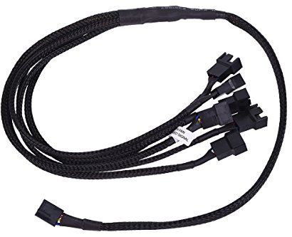 Phobya Y-Kabel 4Pin PWM auf 6X 4Pin PWM 60cm - Schwarz Kabel Lüfterkabel und Adapter