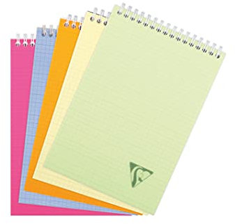 Clairefontaine 328645C collezione Linicolor fresco Un Bloc notes a Spirale - A5 14, 8x21 cm - 160 Pagine staccabili a quadretti piccoli - Carta Bianca 90g - copertina in polipropilene trasparente - colore casuale