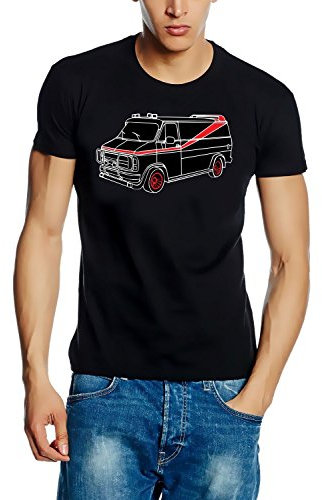 Coole-Fun-T-Shirts T-Shirt A-TEAM VAN - BUS, schwarz weit, L, 10739_schwarz_VAN_GR.L