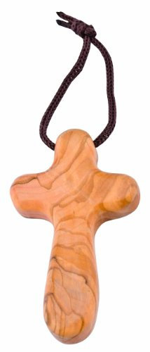 Christliche Geschenkideen Handschmeichler Kreuz, Olivenholz aus Israel, mit Band