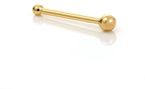 jewellerybox 9 Karat Gelbgold 1,5mm Ball Barbell Nasenstecker. Länge: 6mm