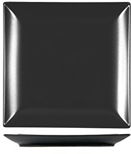 H&H H&H Boston - Plato de Fruta, Negro, Cuadrado 18 x 18 cm, cerámica