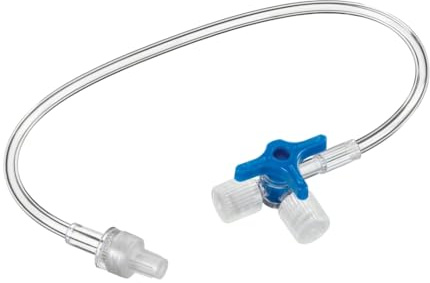 Discofix-3 Dreiwegehahn blau mit 25 cm Verlängerung
