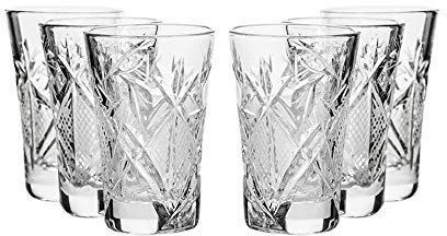 Neman Set mit 6 russischen Schnapsgläsern, Kristall, 35 ml, handgefertigt