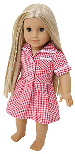 doll Frilly Lily School Summer Uniform Dress, Choice of Colours [Dress Only] to Fit Dolls 14-18 INS [35-45CM], Such as American Girl, Bonnie and Pearl, Hannah by Gotz, Happy Kidz, Design a Friend, Kidz and Cats, Precious Day Girl