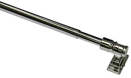 GARDINIA Caféhausstange California, Scheibenstange, Befestigung am Fenster, Zum Schrauben, Träger kürzbar, Ausziehbar: 75-135 cm, Ø 12 mm, Metall/Kunststoff, Chrom