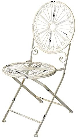 Gartenstuhl „Shabby Chic Garten“ – klappbarer Metallstuhl Weiß mit Flechtoptik – 92 cm hoch – Vintage Balkon & Terrasse aja008 Palazzo Exklusiv
