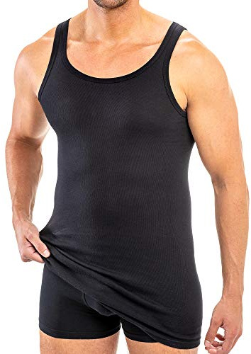 HERMKO 3007 extralanges Herren Unterhemd (+10 cm) Tank Top aus 100% Bio Baumwolle Größe 4-12