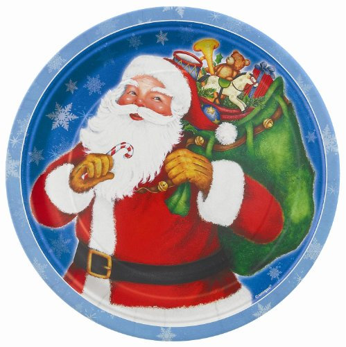 8x Santa Night Before Christmas Party Paper Plates/Christmas Dinner
