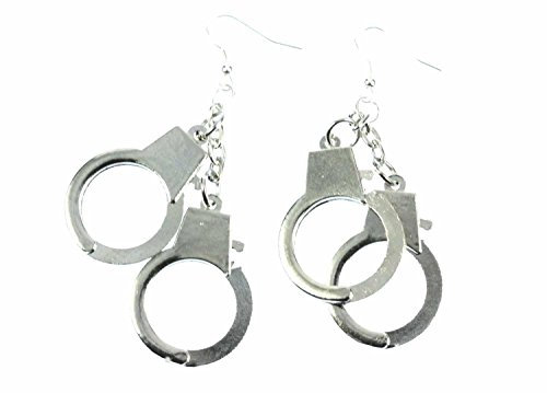 Miniblings Handschellen Ohrringe Hänger Polizei Handcuffs Handfesseln Fesseln XL - Handmade Modeschmuck I Ohrhänger Ohrschmuck versilbert