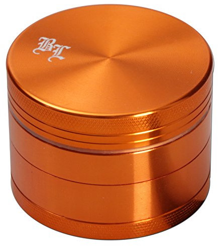 Black Leaf Grinder aus Aluminium, 4-teilig, Orange, 50 mm, Magnet