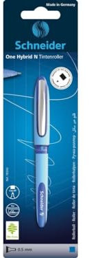 Schneider One Hybrid N 05 Tintenroller (dokumentenecht mit 0,5 mm Strichstärke und Hybrid- Needlespitze) 1er Blisterkarte blau