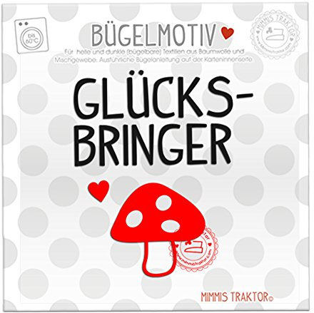 Bügelbild Glücksbringer Pilz 9 x 4 cm SCHWARZ ROT Flockfolie Aufbügler Applikationen Bügelsticker für Stoffe Textilien Kinder zum Aufbügeln Flicken