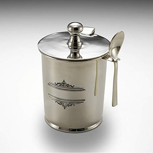 ROYAL QUEEN Porta marmellata Sheffield Placcato Argento con Vetro Interno e Cucchiaio Stile inciso cod.5312587H cm 11,5h diam.7,5 by Varotto & Co.