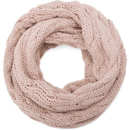 style3 Strick Loop-Schal mit Zopfmuster Winterschal (Beige)