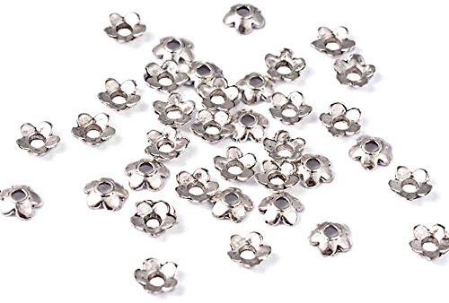 Présentoirs pour Bijoux Coupelle calottes Ornement Perle minifleurs diamètre 6.5 mm (50 pièces) Argenté