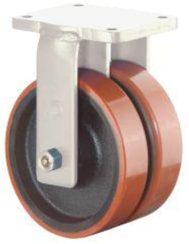 Schwerlast-Bockrolle D.125mm Trgf.1100kg Guss-PUR-Rad Platte 138x110mm