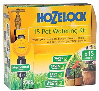 Hozelock Ltd Kit di irrigazione da 15 vasi e timer meccanico con funzione di spegnimento automatico