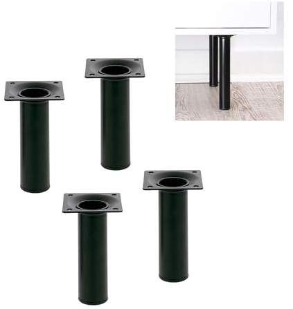 Amig Möbelfuss Tischbein Sofafuss Rund ø 30mm Höhe 400mm Schwarz Weiß oder Silber (Schwarz)