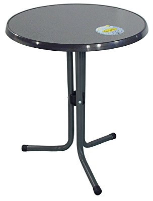 greemotion Bistrotisch Rund Schwarz - Balkontisch Rund mit Metall-Dreibein Beistelltisch Gartentisch