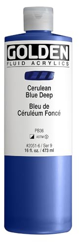 Golden : Fluid Acrylic Paint : 473ml (16oz) : Cerulean Blue Deep IX