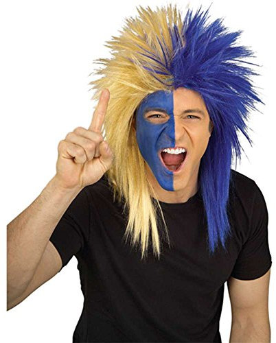 Rubie 's Costume Sports Fan Perücke, Einheitsgröße, blau/goldfarben