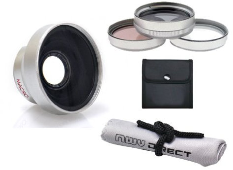Hyla High Definition 0.45x Wide Angle Lens w/Macro Compatible with Sony Handycam DCR-DVD650 + Filters
