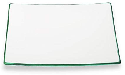 GMUNDNER KERAMIK Dessertteller Grösse: l= 20 cm x b= 20 cm x h= 2.6 cm Grüner Rand Geschirr, handgemacht in Österreich